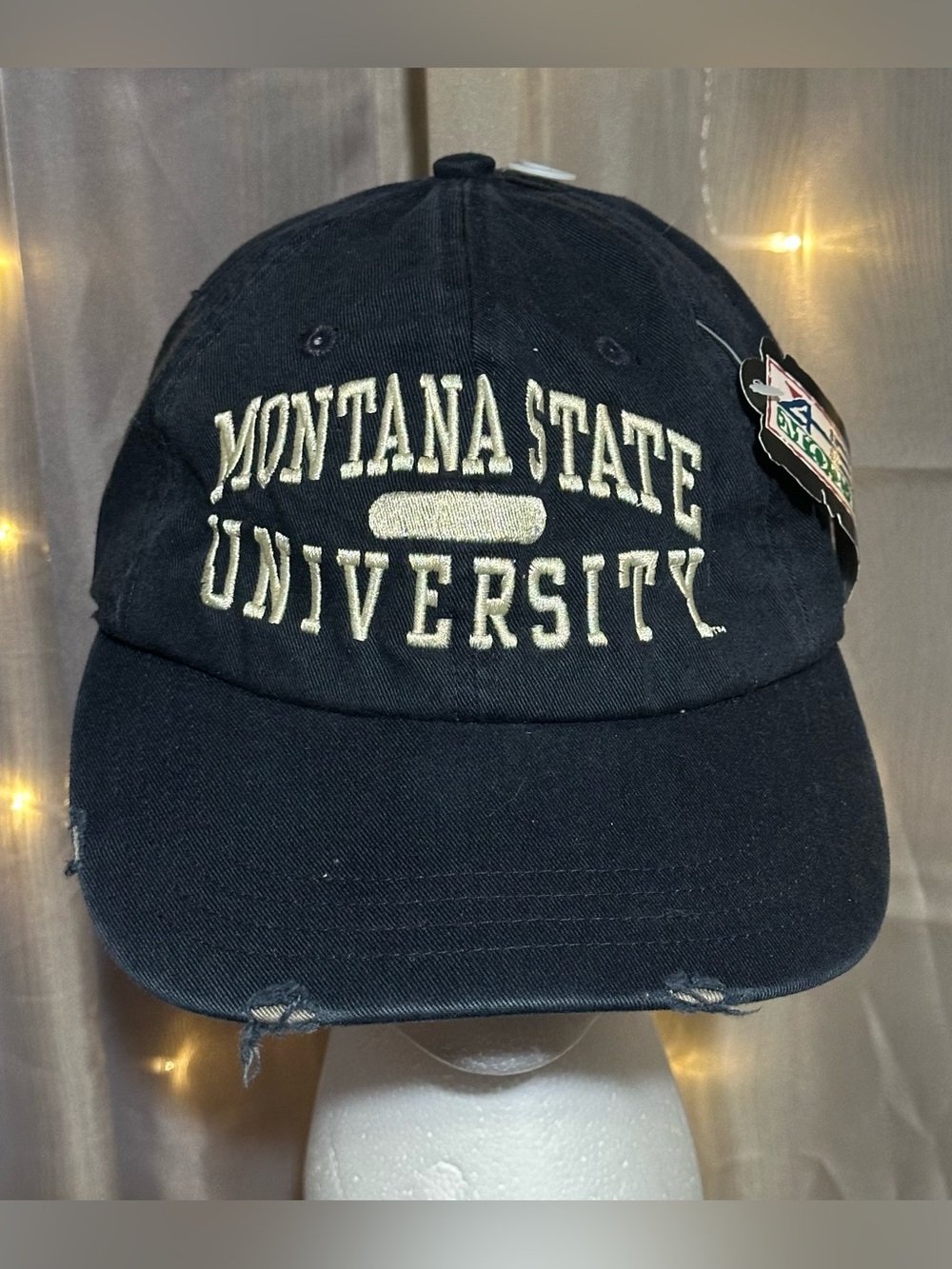 Distressed Navy Blue Montana State University Ball Cap Hat Ahead Brand Y2K NWT